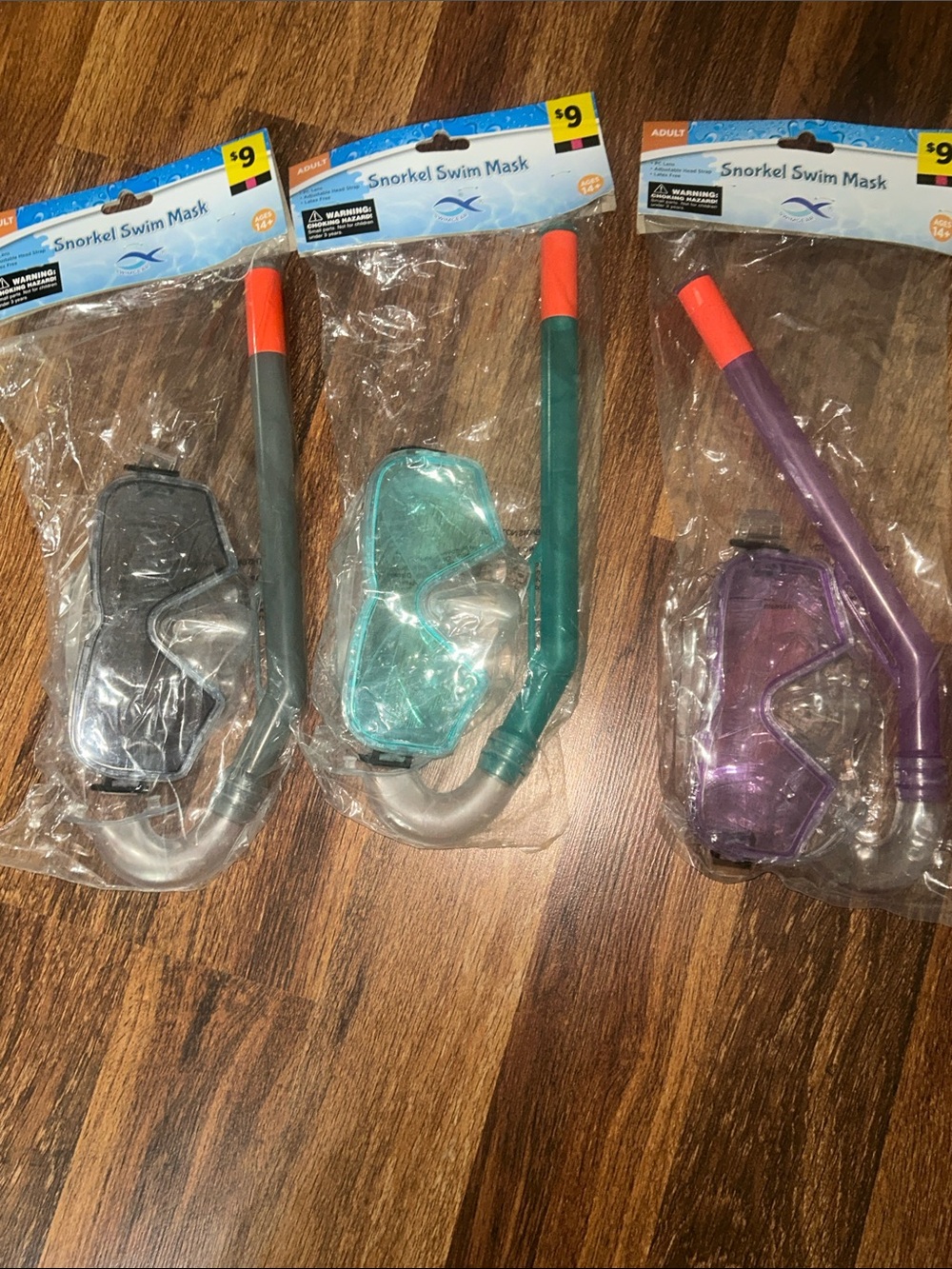 Kids Snorkel Swim Mask Set - Black, Teal, Purple